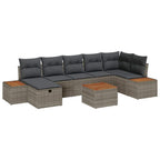 Garten-Sofa-Set mit Kissen 8 pcs Grau Poly Rattan