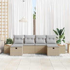 Gartensofa-set mit Kissen mit Speicher 6 pcs Beige Poly-Rattan