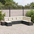 Gartensofa-set mit Kissen mit Speicher Schwarz Poly-Rattan