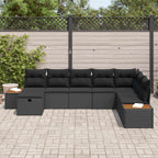 Gartensofa-set mit Kissen mit Speicher Schwarz Poly-Rattan