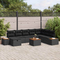Garten-Sofa-Set mit Kissen 9 pcs Schwarz Poly Rattan