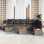 Garten-Sofa-Set mit Kissen 9 pcs Grau Poly Rattan