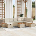 Gartensofa-set mit Kissen mit Speicher 9 pcs Beige Poly-Rattan