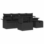Garten-Sofa-Set mit Kissen 6 pcs Schwarz Poly Rattan