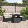Garten-Sofa-Set mit Kissen 6 pcs Schwarz Poly Rattan