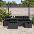 Garten-Sofa-Set mit Kissen 6 pcs Schwarz Poly Rattan