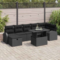 Garten-Sofa-Set mit Kissen 8 pcs Schwarz Poly Rattan