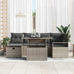 Garten-Sofa-Set mit Kissen mit Speicher 7 pcs Grau Poly Rattan