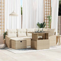 Gartensofa-set mit Kissen 7 pcs Beige Poly-Rattan
