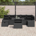 Garten-Sofa-Set 8 pcs Schwarz Poly-Rattan