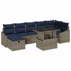 Gartensofa-set mit Kissen 8 pcs Grau Poly-Rattan