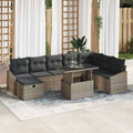 Garten-Sofa-Set 9 pcs Grau Poly-Rattan
