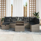 Garten-Sofa-Set 9 pcs Grau Poly-Rattan