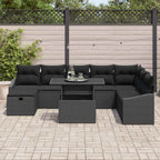 Garten-Sofa-Set 9 pcs Schwarz Poly-Rattan