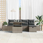 Garten-Sofa-Set 6 pcs Grau Poly-Rattan