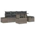 Garten-Sofa-Set 6 pcs Grau Poly-Rattan