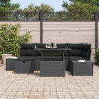 Garten-Sofa-Set 7 pcs Schwarz Poly-Rattan