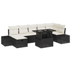Garten-Sofa-Set 8 pcs Schwarz Poly-Rattan