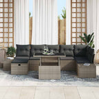 Garten-Sofa-Set 8 pcs Grau Poly-Rattan