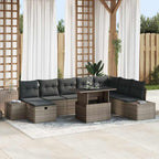 Garten-Sofa-Set 9 pcs Grau Poly-Rattan