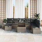 Garten-Sofa-Set 9 pcs Grau Poly-Rattan