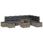 Garten-Sofa-Set 9 pcs Grau Poly-Rattan