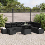 Garten-Sofa-Set 9 pcs Schwarz Poly-Rattan