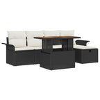 Garten-Sofa-Set 6 pcs Schwarz Poly-Rattan