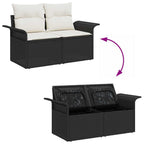 Garten-Sofa-Set 6 pcs Schwarz Poly-Rattan