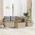 Garten-Sofa-Set 6 pcs Beige Poly-Rattan