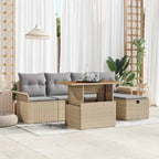 Garten-Sofa-Set 6 pcs Beige Poly-Rattan