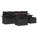 Garten-Sofa-Set 6 pcs Schwarz Poly-Rattan