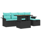 Garten-Sofa-Set 6 pcs Schwarz Poly-Rattan