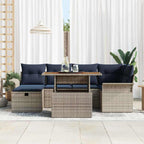 Garten-Sofa-Set 7 pcs Grau Poly-Rattan