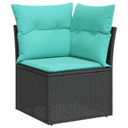 Garten-Sofa-Set 7 pcs Schwarz Poly-Rattan