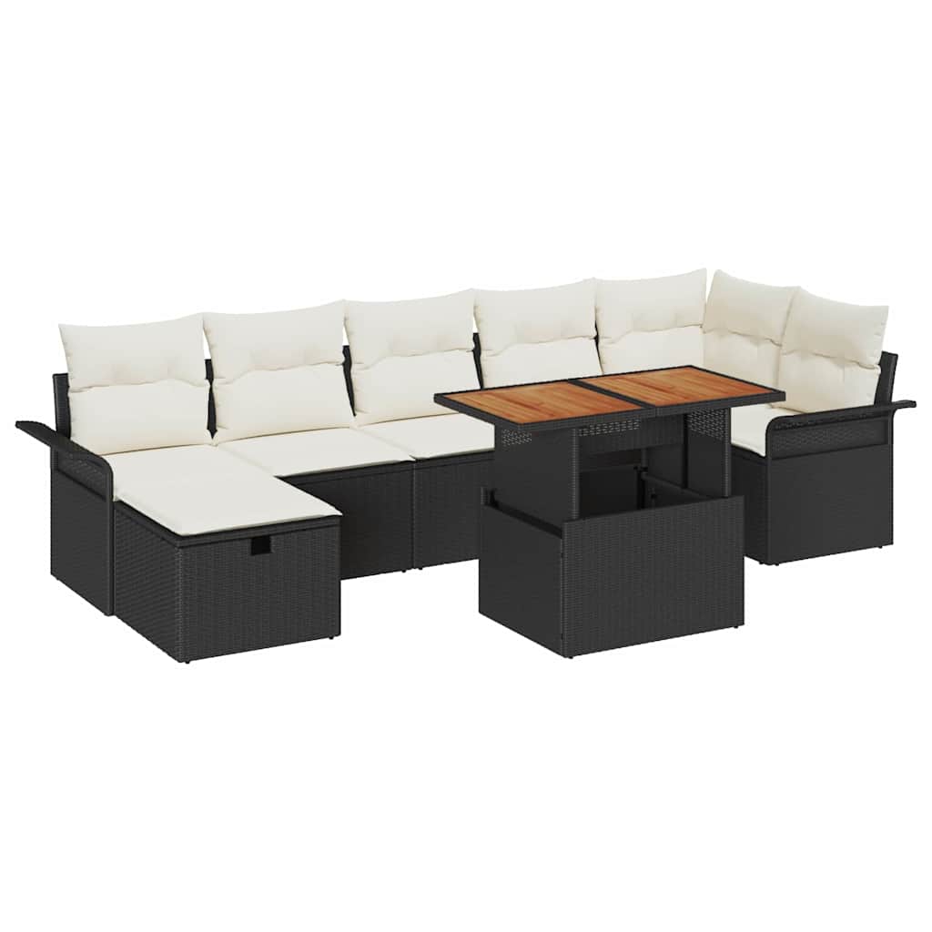 Garten-Sofa-Set 8 pcs Schwarz Poly-Rattan