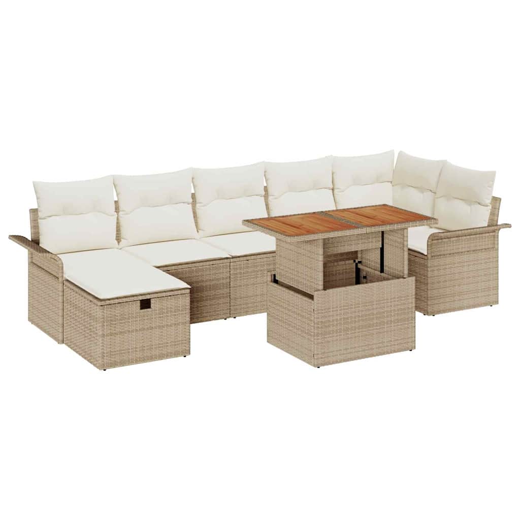 Garten-Sofa-Set 8 pcs Beige Poly-Rattan