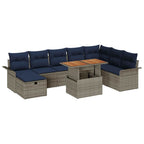 Garten-Sofa-Set 9 pcs Grau Poly-Rattan