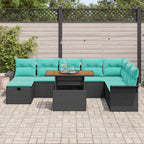 Garten-Sofa-Set 9 pcs Schwarz Poly-Rattan