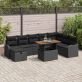 Garten-Sofa-Set mit Kissen 9 pcs Schwarz Poly-Rattan