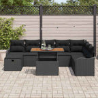 Garten-Sofa-Set mit Kissen 9 pcs Schwarz Poly-Rattan