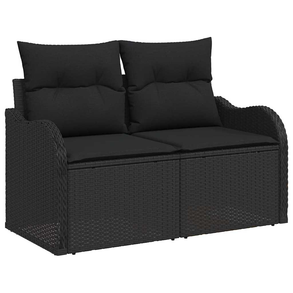Garten-Sofa-Set mit Kissen 9 pcs Schwarz Poly-Rattan