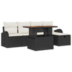 Garten-Sofa-Set 6 pcs Schwarz Poly-Rattan