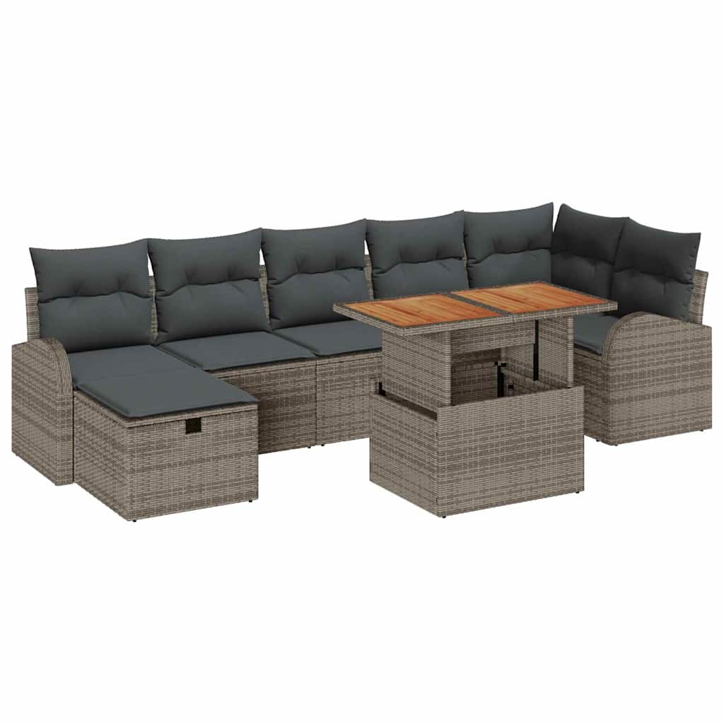 Garten-Sofa-Set 8 pcs Grau Poly-Rattan