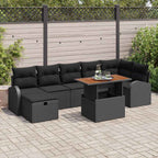 Garten-Sofa-Set 8 pcs Schwarz Poly-Rattan