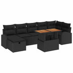 Garten-Sofa-Set 8 pcs Schwarz Poly-Rattan