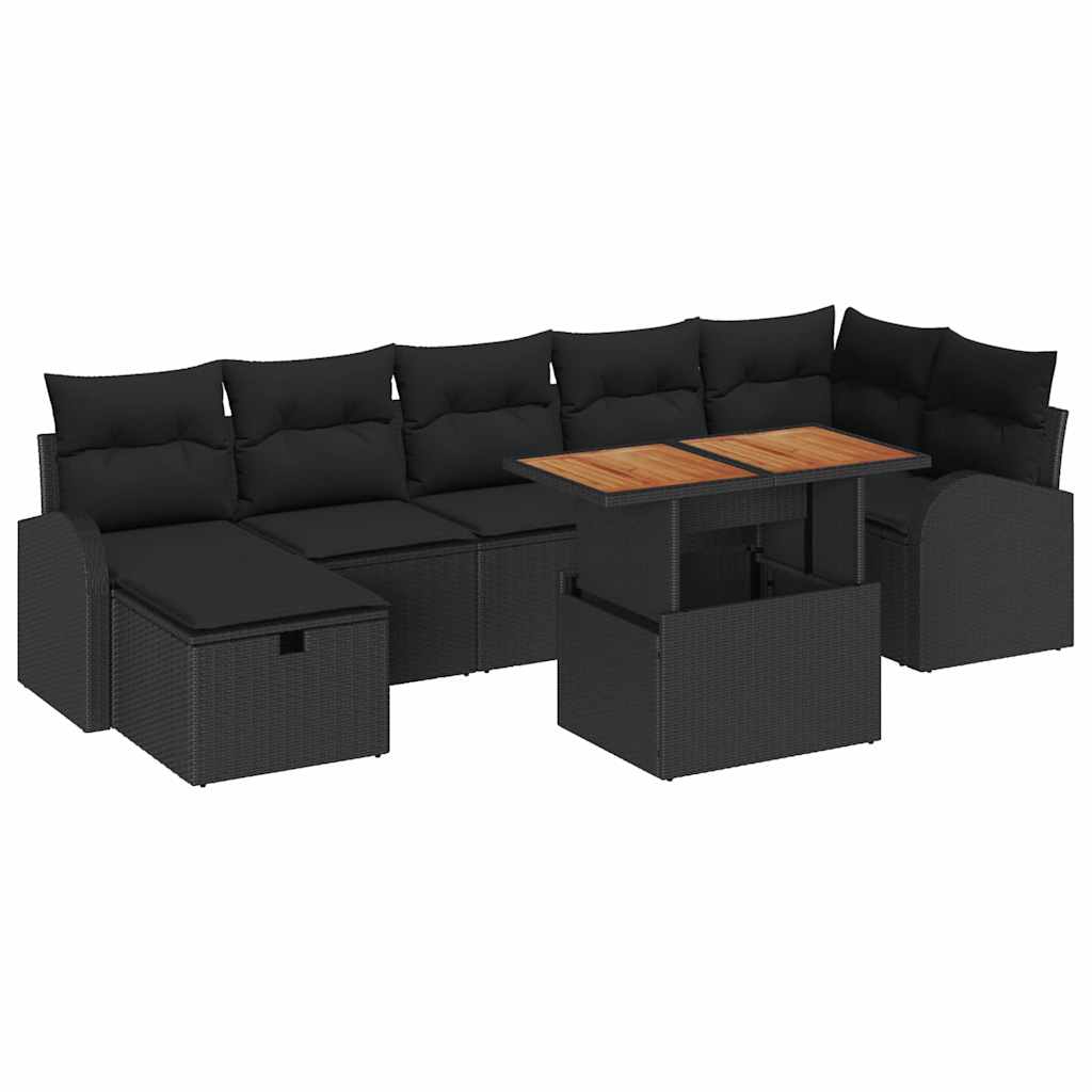 Garten-Sofa-Set 8 pcs Schwarz Poly-Rattan
