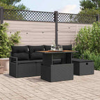 Garten-Sofa-Set 6 pcs Schwarz Poly-Rattan