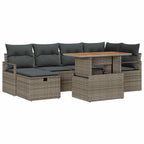 Garten-Sofa-Set 7 pcs Grau Poly-Rattan