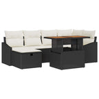Garten-Sofa-Set 7 pcs Schwarz Poly-Rattan